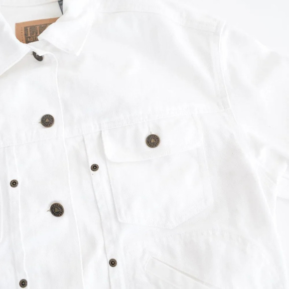 Vintage Liz Authentic White 100% Cotton Button Up Denim Jean Jacket S - Picture 7 of 11
